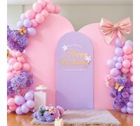 Pink and Purple Arch Cover 3 Set-7.2FT, 6.6FT, 6FT Arch Backdrop Cover Spandex Fitted 2-Color Fabric Stand Covers for Baby Shower Girls Mermaid Birthday Party Wedding Photo Background Decorations