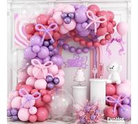 Pink and Purple Balloon Garland Arch Kit,120Pcs Hot Pink Lavender Purple Light Pink Bow Balloon with 8/12/5 Inch Different Sizes for Girl Women Bridal Wedding Birthday Baby Shower Party Decoration