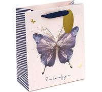 Pink And Purple Butterfly Design Medium Gift Bag For Her, Birthday, Mother's Day