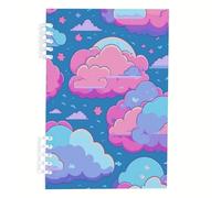 Pink And Purple Clouds Notebook, Light Blue Clouds A5 Notebooks, Lined Paper Pretty Notebook 120Pages/60Sheets, Lined Journal for Women, Writing Book for Work, Revision Supplies Women Man