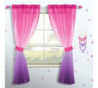 Pink and Purple Curtains for Girls Room Decorations Set 1 Sheer Panel Window Voile Ombre Lilac Little Princess Room Decor for Girls Bedroom Teen Kids Baby Nursery Living Area 84 Inch Length