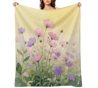 Pink and Purple Flower Watercolor Throw Blanket for Couch and Bed Super Soft Warm Lightweight Throw Blankets Cozy Fuzzy Flannel Blanket Personalized Decorative Blankets for Sofa Decor 50"x60"