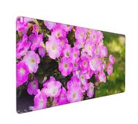 Pink and Purple Flowers Desk Mat (900x400x2mm) | Heat-Resistant Rubber Base with Locked Stitching