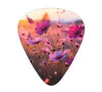 Pink and Purple Flowers Print Guitar Pick,12 Pack,Includes Thin,Medium,Heavy Gauges,Suitable for guitar,ukulele