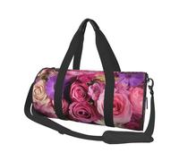 Pink and Purple Flowers Printed Canvas Travel Duffel Bag - Gym Sports Bag with Large Capacity for Weekend Business Travel