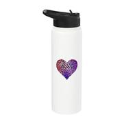 Pink and Purple Funky Leopard Print Heart Stainless Steel Insulated Water Bottle