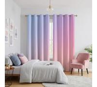 Pink and Purple Gradient Curtains for Living Room, Bedroom, Pastel Ombre Blackout Curtains 52 x 63, patterned Drapes 63 inch Drop, Thermal Insulated Eyelet Window Treatments, 2 Panels iK23