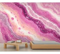 Pink and Purple Marble Mural, Abstract Marble Pattern Mural Wallpaper, Dreamy Romantic Luxury Watercolor Fluid Art Texture Wallpaper for Bedrooms Living Room Room Decor Wall Poster 100 X 70 cm