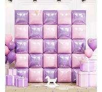 Pink and Purple Square Foil Balloon Wall,19 Inches Double Sided Chrome Square Balloons Tunnel Arch Kit for Butterfly Theme Party,Wedding,Princess Birthday Decoration