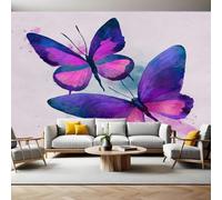 Pink and Purple Wall Murals for Living Room Two Butterflies 3D Print Photo Wallpaper Luxury Design Modern Non-Woven Wall Mural Sofa TV Kids Bedroom Decoration 200 x 140cm
