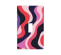 Pink and Red Curved Lines Abstract Light Switch Cover Decorative Single Toggle 1 Gang Wall Plate for Kitchen Farmhouse Bedroom Bathroom Art Decor