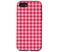 Pink and Red Gingham Plaid Aesthetic Check Pattern Case for iPhone SE (2020) / 7/8