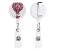 Pink and Red Heart Shaped Hot Air Balloon Retractable Badge Holder Reel Clip ID Card Holder for Doctor Nurse Student Office Worker