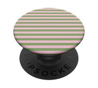 Pink and Sage Green Striped Preppy Horizontal Stripes Cute PopSockets Adhesive PopGrip