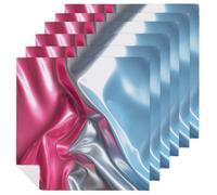 Pink And Silver Reflective Pattern Cloth Napkins Set of 6, Square Premium Reusable Washable Polyester Table Linen Napkin for Dinner Party