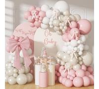 Pink and White Balloon Arch, Light Pastel Pink Pearl White Sand Balloon Garland Kit, Matte Latex Balloons Different Sizes for Bridal Shower Gender Reveal Birthday Wedding Engagement Party Decor