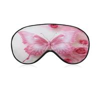 Pink and White Butterfly Sleeping Mask Sleep Mask for Side Sleeper Relaxing Zero Pressure Night Blindfold Light Block-Out Eye Mask for Sleep with Easy Adjustable Strap