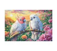 Pink And White Cockatoos at Sunset 1000 Piece Complete DIY Jigsaw Puzzle Collectors Mind Relaxation Educational Decorative Puzzle Gifts for Adults Wooden Cardboard 1000 PCS