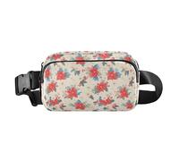 Pink and White Color Flamingo Illustration Mini Fanny Waist Pack with Adjustable Strap for Travel Vacation Running, Merry Christmas & Happy New Year, One Size
