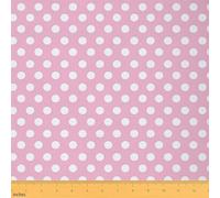 Pink and White Fabric by The Yard,Polka Dots Circle Round Pattern Modern Simple Style for Decoration,Modern Simple Style Geometric Room Decor Soft Flannel Polyester No Stretch,2 Yards,72" L x 59" W