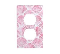 Pink and White Fan-Shaped Pattern Outlet Cover Light Switch Cover Decorative 1 Gang Wall Plate for Kitchen Room Bathroom Size 7x11.4cm