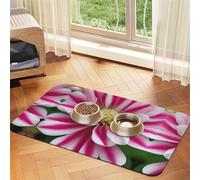 Pink And White Flower Absorbent Leather Pet Tablecloth Non-Slip Dining Pad For Puppy Kitten Food Water Bowls