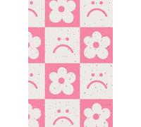Pink and White Flowers and Sad Faces 50 Watermark Blank Page Notebook/Journal