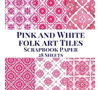 Pink and White Folk Art Tiles Scrapbook Paper Pad: Double Sided Sheets for Cardmaking, Craft Projects Mixed Media Junk Journal, ATC
