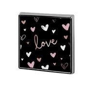 Pink And White Hearts on Black Unisex Brooches & Pins Square Lightweight Lapel Badge Jewelry for Clothing Shawl Hat