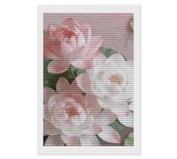 Pink and White Lotus Flower Diamond Art Kits for Adults 8"x12" DIY Diamond Painting Kit for Beginners Gem Art Painting with Round Full Drill Diamonds DIY Paint Paintings for Home Wall Decor Gift