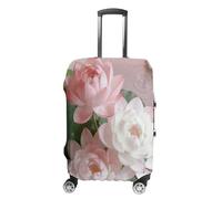 Pink And White Lotus Flower Travel Luggage Cover Stretchable Airplane Suitcase Protector Sleeve Universal Washable Fit for 19-32 Inch Checked Baggage,Water Resistant Durable Luggage Protector X-Large