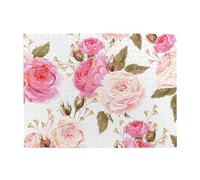Pink And White Rose,500 Pieces Puzzles for Adults-Wooden Jigsaw Puzzle for Adults Elderly