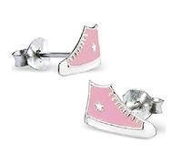 Pink and White Sneaker Trainer Gift Earrings - Sterling Silver - Basketball Boot