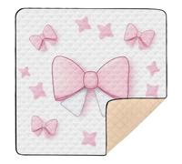 Pink and White Valentine Bow Soft Foam Baby Gym & Activity Mat for Floor Washable Foldable Activity Entertainment Mat for Babies Infants Toddlers, 50'' x 50''tapete para juegos de