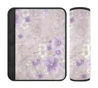 Pink and White Vintage Pearl Flowers 2 Pack car seat Strap Covers Protects Your Neck and Shoulders for Van Protector para cinturón de carro