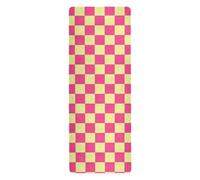 Pink and Yellow American Plaid portable yoga mat for pilates printed, non slip, hot yoga towel non slip with carrying bag tapete para ejercicio 71x26 inches