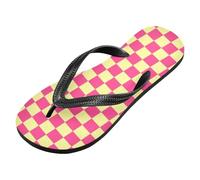 Pink and Yellow American Plaid rubber reef flip flops essential wedding flip for beach (prop1)