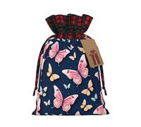 Pink And Yellow Butterflies Holiday Printed Drawstring Pouch M For Party Wrapping, Wedding Favor, And Storage
