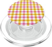 Pink and Yellow Gingham Plaid Aesthetic Check Pattern PopSockets PopGrip for MagSafe
