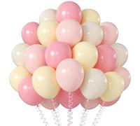 Pink and Yellow Sand White Balloons 12 Inch 60 Pack Pastel Latex Balloons for Birthday Bridal Shower Wedding Graduation Party Decorations