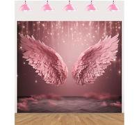 Pink Angel Wings Backdrop Fantasy Spiritual Photography Background Dreamy Feather Wings Wallpaper for Birthday Wedding Party Decorations Artistic Portrait Photo Booth Studio Props(A,300x250cm)
