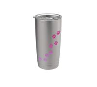 Pink Animal Paw Print Pattern Cute Cats Pets Kitten Paws Stainless Steel Insulated Tumbler