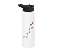 Pink Animal Paw Print Pattern Cute Cats Pets Kitten Paws Stainless Steel Insulated Water Bottle