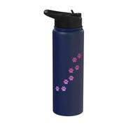 Pink Animal Paw Print Pattern Cute Cats Pets Kitten Paws Stainless Steel Insulated Water Bottle