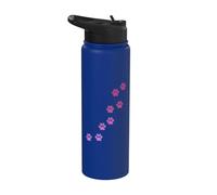 Pink Animal Paw Print Pattern Cute Cats Pets Kitten Paws Stainless Steel Insulated Water Bottle