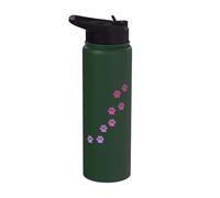 Pink Animal Paw Print Pattern Cute Cats Pets Kitten Paws Stainless Steel Insulated Water Bottle