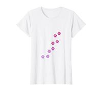 Pink Animal Paw Print Pattern Cute Cats Pets Kitten Paws Value Graphic T-Shirt, Women, White, L