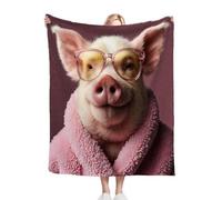 Pink Animal PigPattern Kids Blanket 40x50 Inches, Ultra Soft Single Bed Flannel Blanket for Bedroom, Living Room, Luxury Microfiber 3D Print Throw for Boys and Girls ab50