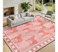 Pink Animal Print Rugs Living Room Rug 180x230cm Boho Zebra Print Rug | Pink Zebra Pattern Carpet Non-slip Washable Aesthetic Pastel Floor Mat for Living Room Kids Bedroom Girls Room Decor