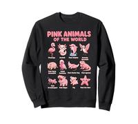 Pink Animals of the World Kawaii Wildlife Chart Sweatshirt